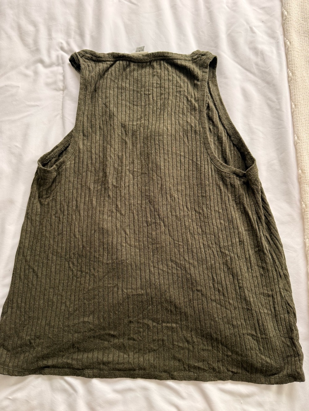 Olive Ribbed Button-Down Tank - Picture 2 of 5
